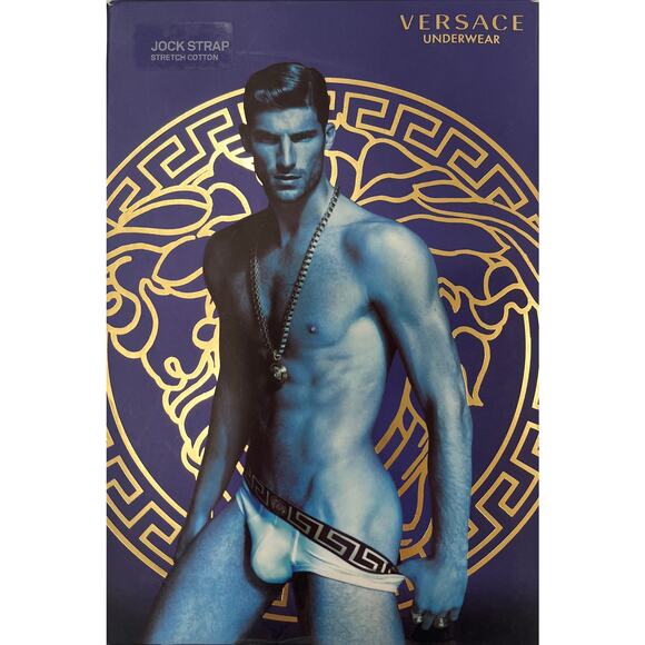 M2-5 VERSACE Men's Greca Jockstrap Underwear Stretch White/Gold Size 6/34-46/M - Picture 11 of 11